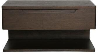 NADAAL STUDIOS Marisol Nightstand, Oak Veneer, Dark Walnut Finish, Wall-Mounted, Single Drawer, Dark Brown
