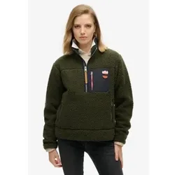 Superdry für Damen. W2012343A Vintage Retro halber Reißverschluss Fleece grün (L), Lässig, Polyester