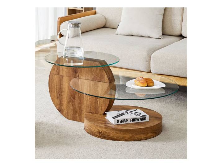 ANYSUN Couchtisch gehärteter Glas-Couchtisch, Wohnzimmertisch Modern (mehrschichtiges Design, Büro Beistelltisch), Beistelltisch Set Loft Design Wohnzimmertisch