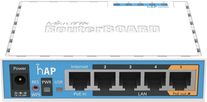 MikroTik hAP RB951Ui-2nD 2.4GHz Wireless Router, 5x Ethernet, USB, RouterOS L4