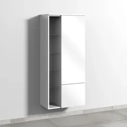 Sanipa 3way Stauraumschrank mit 1 Tür, 1 Auszug und offenen Fächern, Weiß-Glanz SF18378