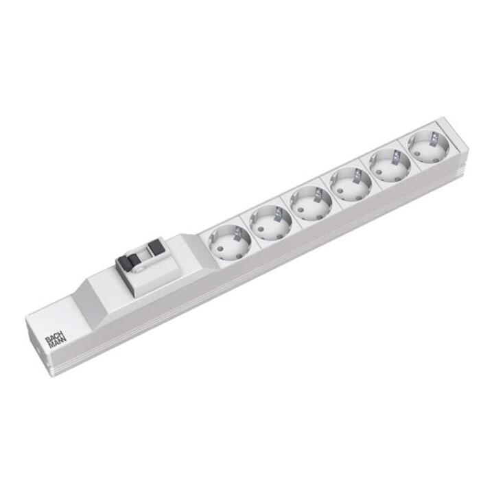 Bachmann 19Zoll Steckdosenleiste 6f Schutzk.1HE, 1xFI, alu 333.411)