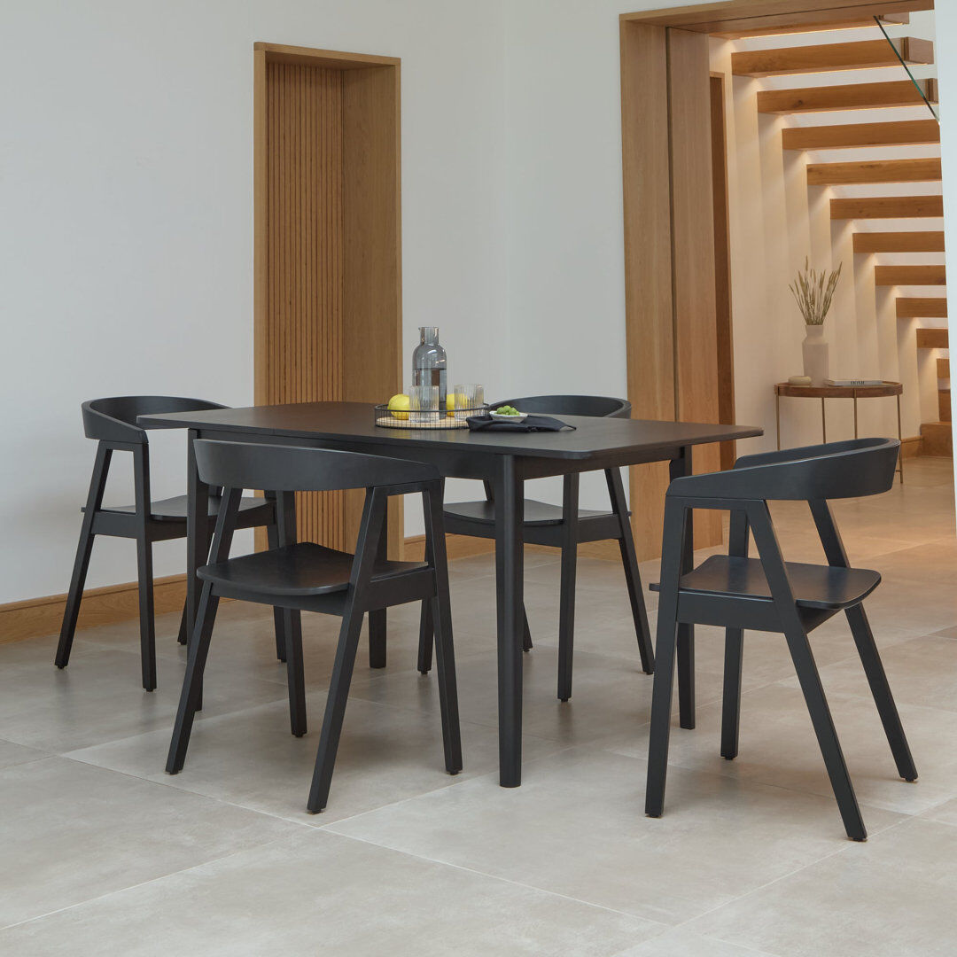 Corrigan Studio Extending Dining Table Set - 4 Seater - Chairs - Black 4