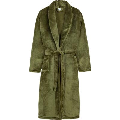 Bademantel GOOD MORNING "Good morning Bathrobe uni" Gr. M, grün (olivgrün), L:115cm, Kunstfaser, Hausmäntel, Bademantel, Schalkragen, Gürtel, Taschen, Damen & Herren, Velours, Glanz