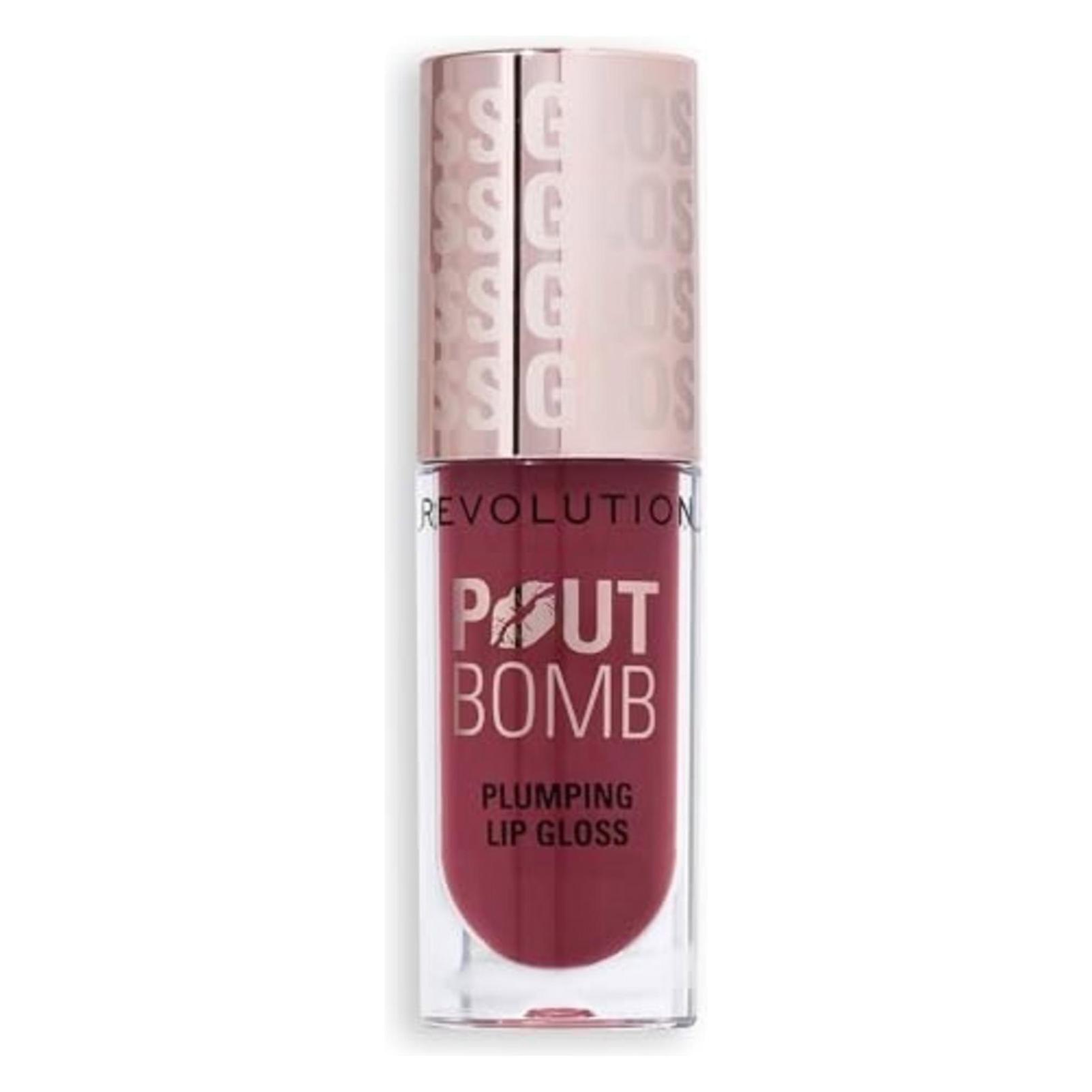 I Heart Revolution Revolution Beauty Pout Bomb Plumping Lip Gloss High-Shine for Glossy Fuller (Rosewood Rose Pink) (93008253)