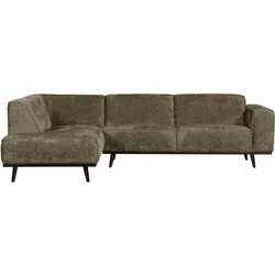 Ecksofa Statement aus Struktursamt, modern und gepolstert, links, dunkelgrün Bonsai