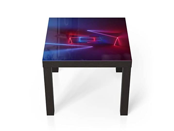 DEQORI Glastisch schwarz klein 55x55 cm Motiv Ultraviolette Raumteiler ausgefallener Beistelltisch aus Glas Hochglanz Couchtisch fürs Wohnzimmer moderner Couch Tisch mit Design