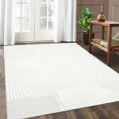 YUN Washable Rug Modern Abstract Area Rugs Non Slip Stain Resistant Floor Covering Non Shedding Low Pile Geometric Mats