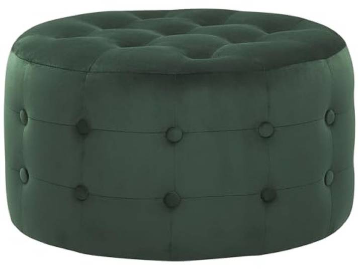 Beliani Ottoman 30 x 55 cm Rond Chesterfield en Velours Vert Foncé Rembourré Chic Tampa