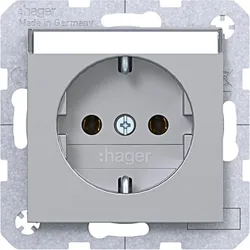 Hager WAS1101TA Steckdose SCHUKO, Beschriftungsfeld, Steckklemmen, A.x/C.x, titan met, lackiert