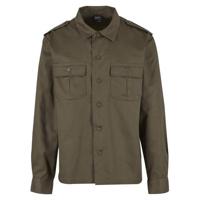 Langarmhemd BRANDIT "Brandit Herren US Shirt", Herren, Gr. S, US-Größen, grün (olive), 80% Polyester, 20% Baumwolle, unifarben, normal, Hemden