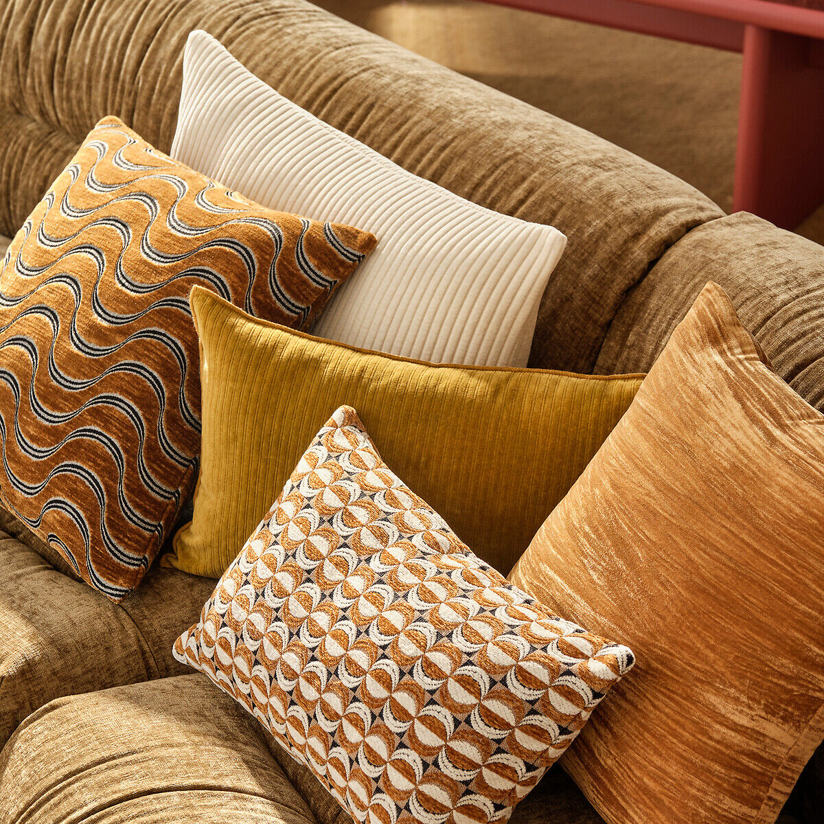 LA REDOUTE INTERIEURS Housse de coussin, 60x40 cm, en velours côtelé, Carly