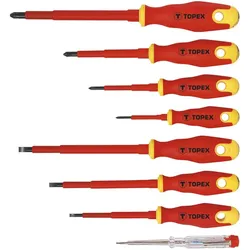 Topex, Schraubenzieher, Schraubendreher für Elektriker 7-tlg. + Spannungsprüfer 1000V (39D674) (Kreuzschlitz)