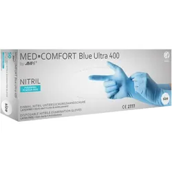 Ampri, Schutzhandschuhe, MED-COMFORT BLUE ULTRA 400, Nitril-Untersuchungshandschuh, puderfrei, blau, Gr. XXL (XXL)