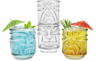 Final Touch Tiki Tumblers Set of 4 Tumblers - 12 Oz
