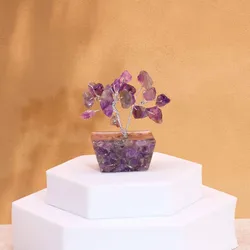 Mini Gemstone Trees On Orgonite Base - Amethyst (15 stones)