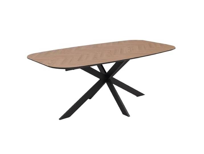 Mendler Esszimmertisch HWC-O56 MDF Metall 200x100cm - helle Eiche-Optik