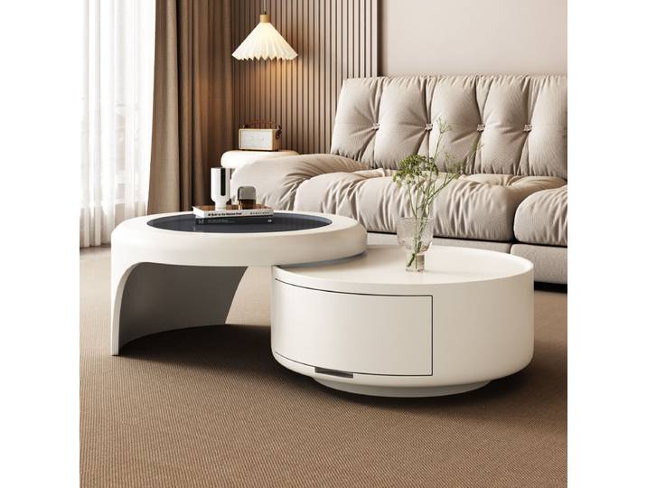 Tables Basses Rondes Blanches, Rangement, Décoration De Luxe, Simplicité, Unique, Glam, Meubles De Maison, Salon
