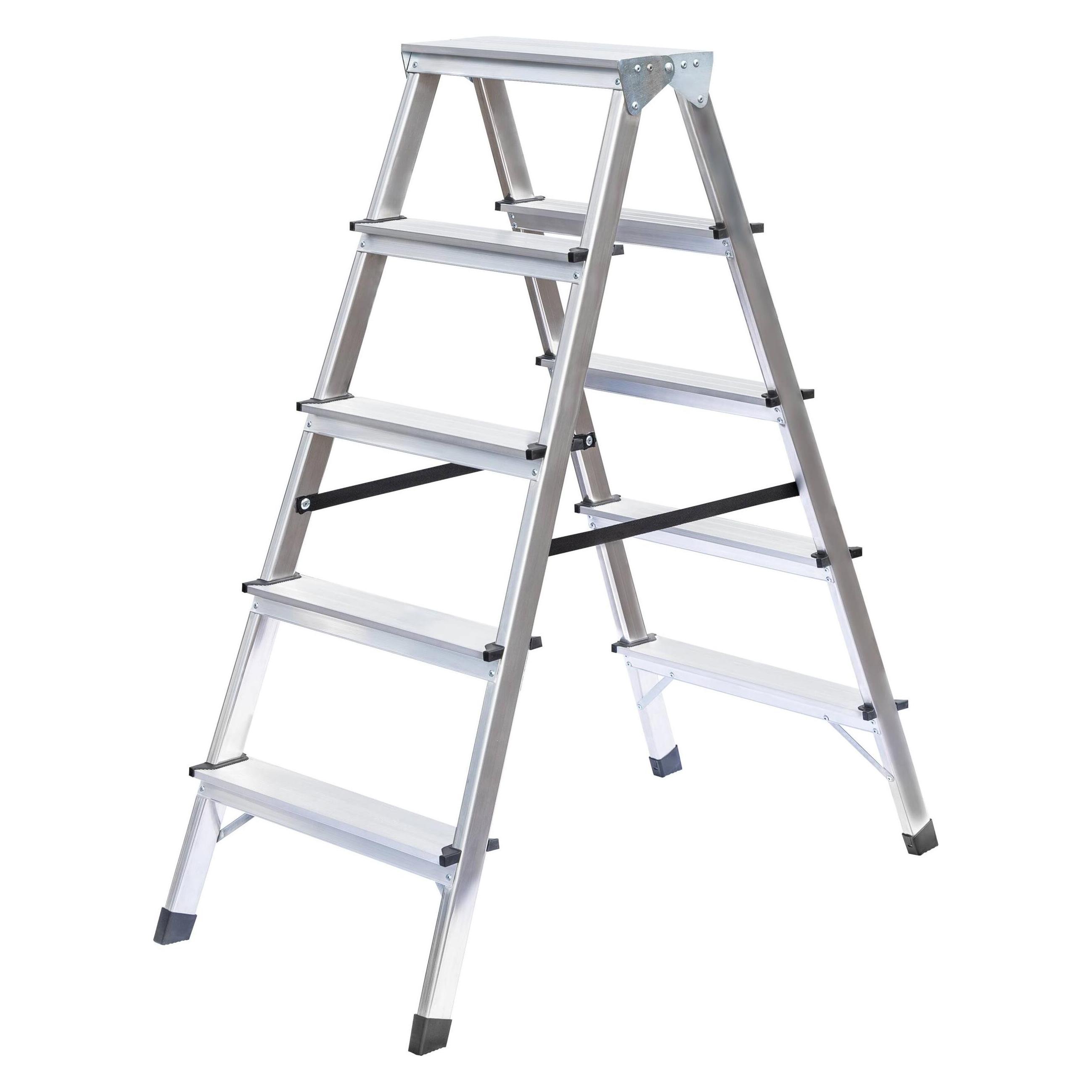 kaiserkraft Haushaltsleiter beidseitig begehbar 2x5 Stufen (Stehleiter) (011165)