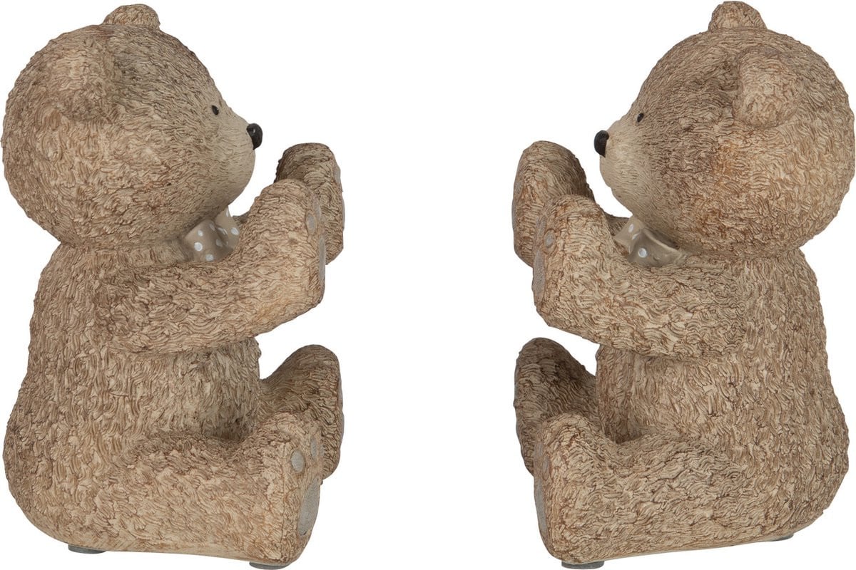 J-Line boekensteun Teddy lichtbruin polyresin 2 stuks