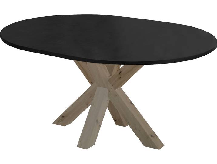 Esstisch MÄUSBACHER, grau (tischplatte keramik dunkel), B:130cm H:78cm T:130cm, Tische, Esstisch, Untergestell Sternform