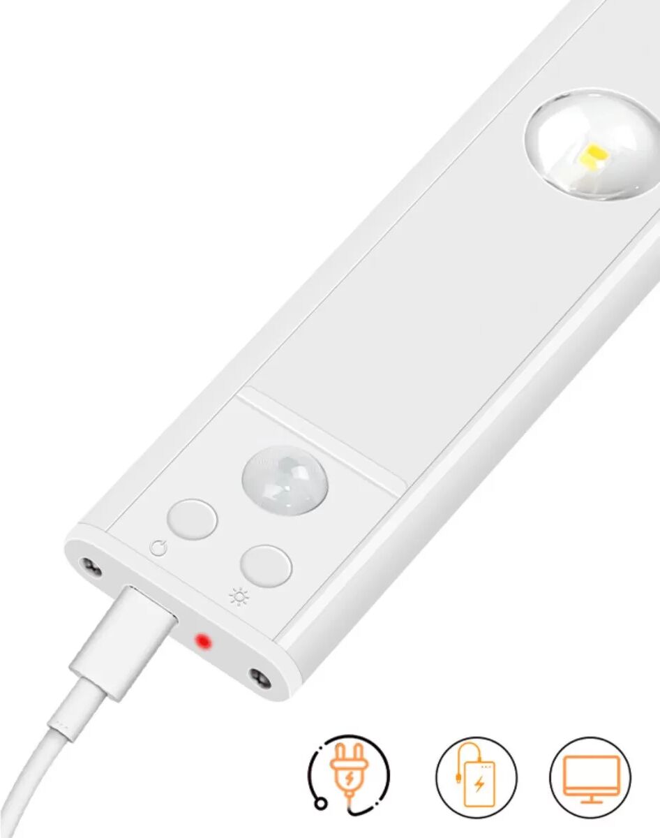 INF Wiederaufladbare Aluminium LED-Bewegungsmelder-Leuchte, dimmbar, Farbtemperatur einstellbar – Nacht- und Schrankleiste 30 cm