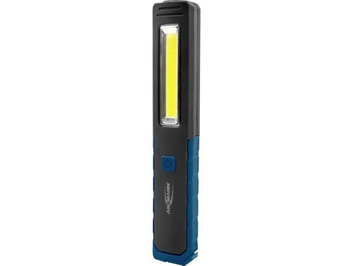 ANSMANN Lampe de travail WL210B (1 pce) – Lampe d'inspection inclinable à 180° avec clip de fixation et pied aimanté – Lampe de travail pliante pour atelier\, garage\, randonnée\, avec piles AAA incluses