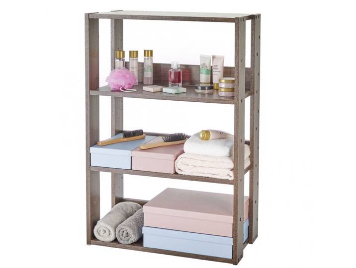 Iris Ohyama Bibliothèque Meuble de rangement à 3 Niveaux/étagères ajustables OWR-600 Marron L29.3 x P60 x H87.9 cm