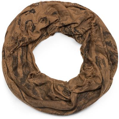 Loop STYLEBREAKER "Gemusterter Loop Schal im Destroyed used Look", Damen, braun (cognac), Obermaterial: 50% Viskose CV. 50% Polyester PES., Modisch, Modetücher Loop