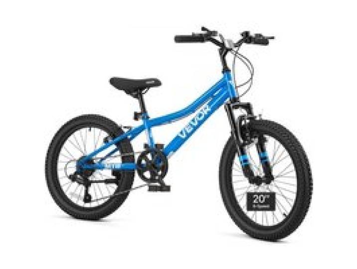 VEVOR VTT 20 pouces, Vélo Tout Terrain pour Ados, 6 Vitesses, Semi-rigide, pour Montagne, Suspension Avant, Selle Réglable, Pneu Tout-terrain, Cadre en Acier à Haute Teneur en Carbone, Double Frein