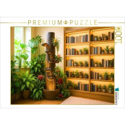 CALVENDO Puzzle Zimmerbrunnen mit Bromelien | 1000 Teile Lege-Größe 64x48cm Foto-Puzzle für glückliche Stunden