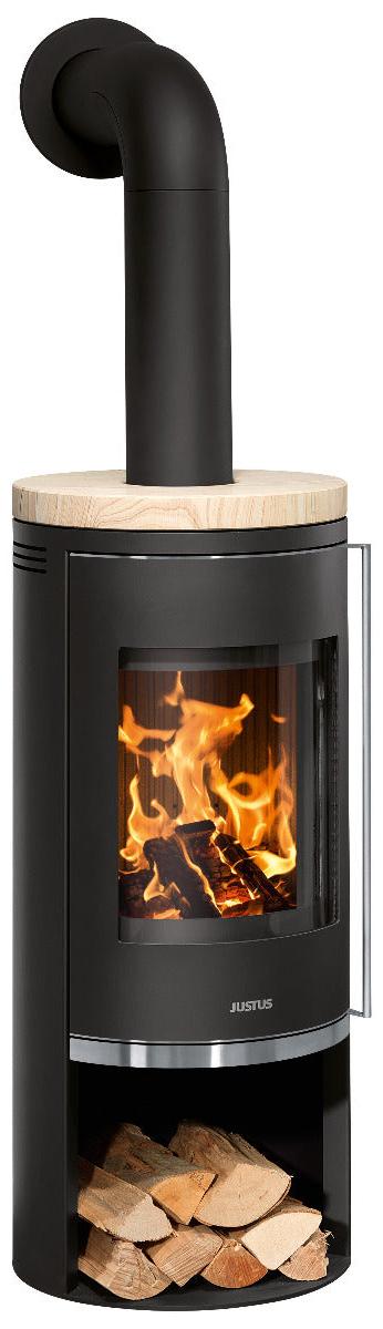 Justus | Kaminofen | Faro 2.0 | 6 kW | Stahl Schwarz, Top Sandstein
