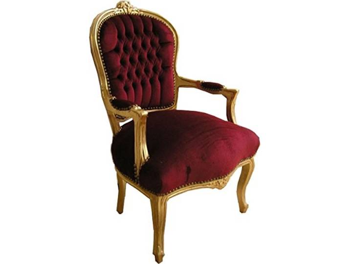 Casa Padrino Barock Salon Stuhl Bordeaux/Gold - Möbel