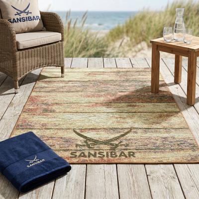 Teppich SANSIBAR "Rantum Beach SA-029", braun, B:130cm H:5mm L:190cm, Polypropylen, Teppiche, Teppich, Flachgewebe, modernes Design, Motiv Holzdielen, In- & Outdoor geeignet