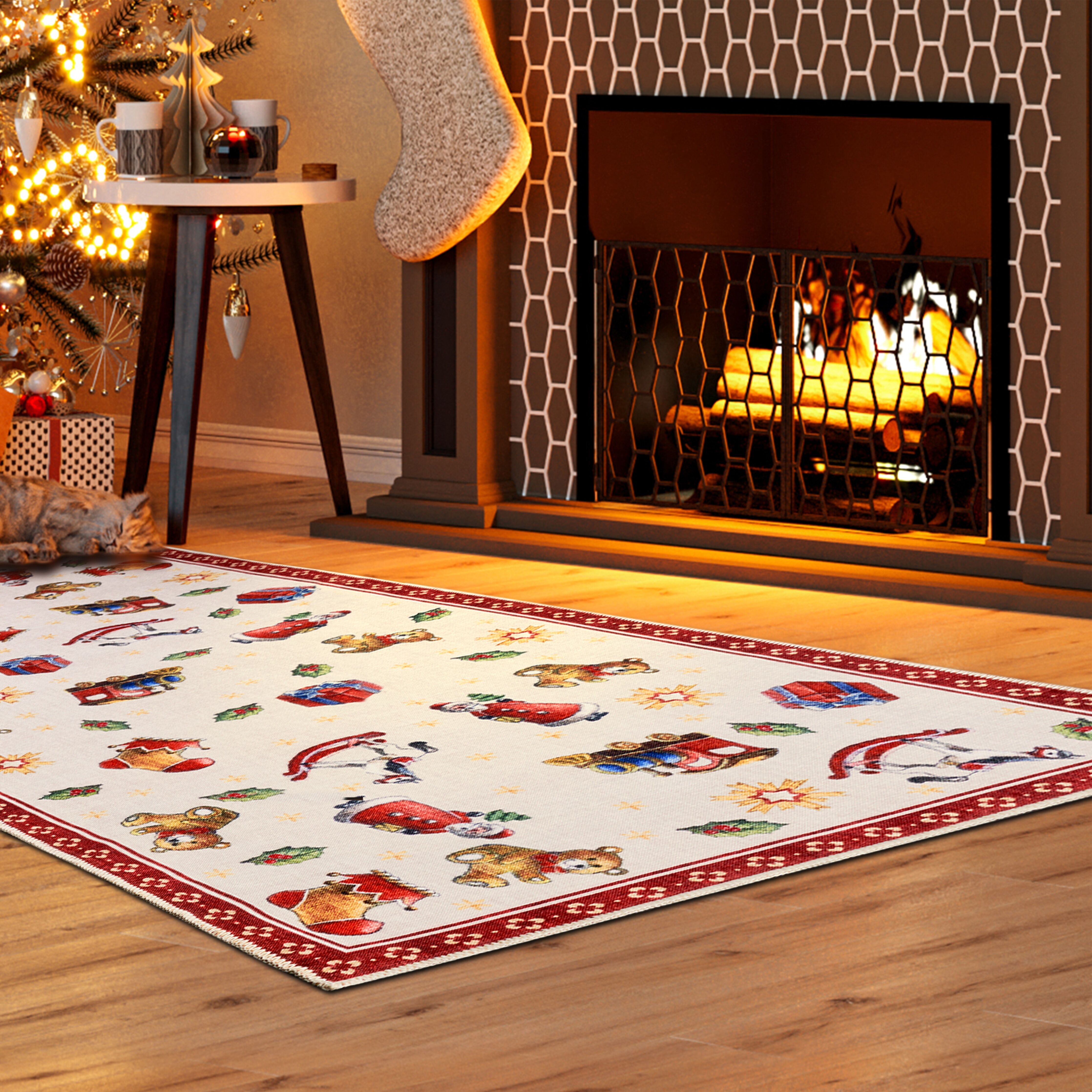 Villeroy & Boch "Nostalgic Toys Delight, eckig, rund und Läufer" 3 mm Höhe Weihnachten, Wohnzimmer, Flur, Geschenk, Toys Delight, Dekoration rot,multifarben B : 80cm 1 Stk., 3mm, L: 200cm