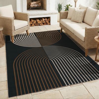 Garvee Modern Arch Stripe Easy Jute Area Rug