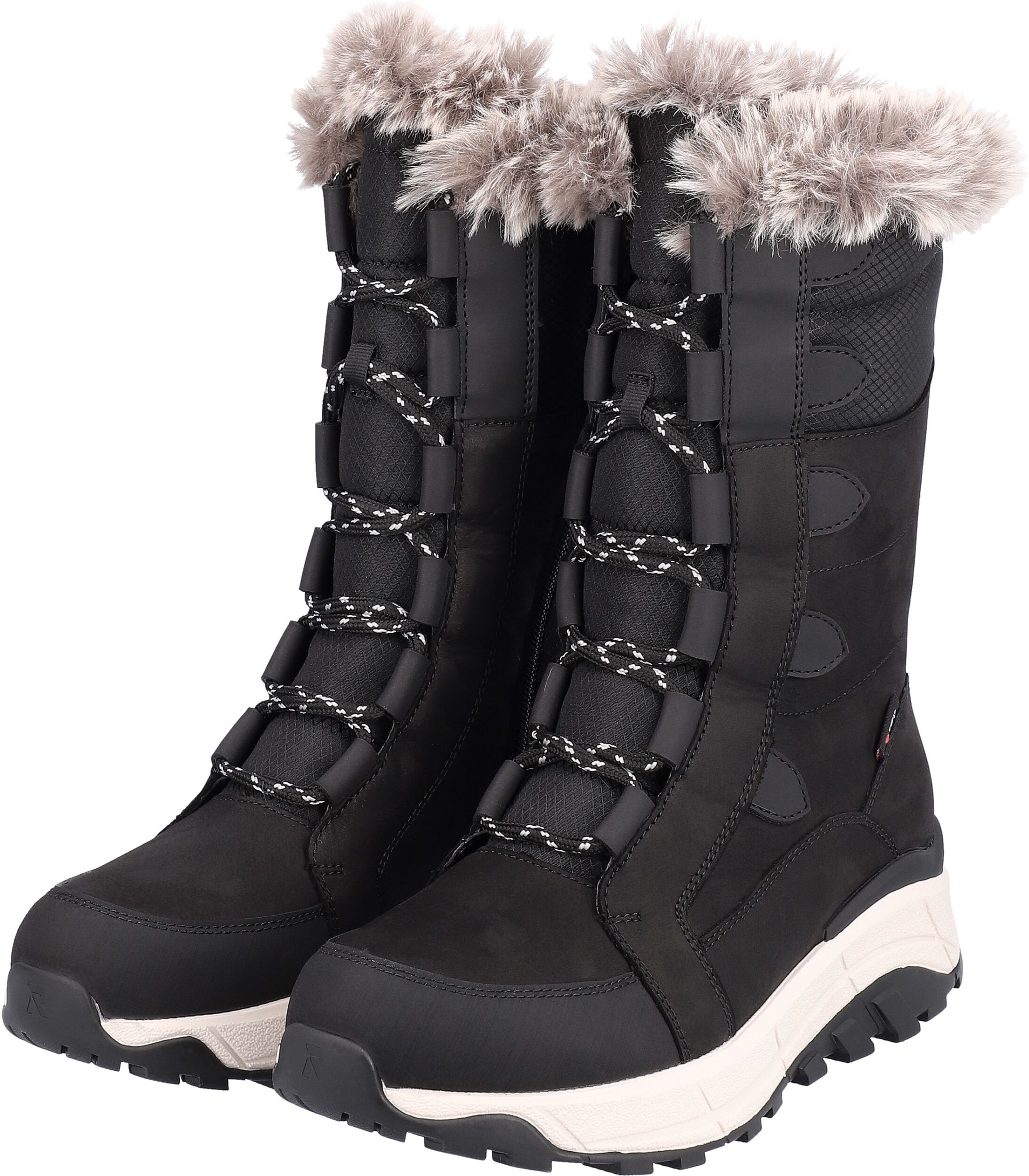 Winterboots RIEKER, Damen, Gr. 41, Schurwolle, schwarz, Leder, Textil, Schuhe Winterboots, Schneeboots, Winterboots mit Lammwollfutter, Fiber Grip Laufsohle
