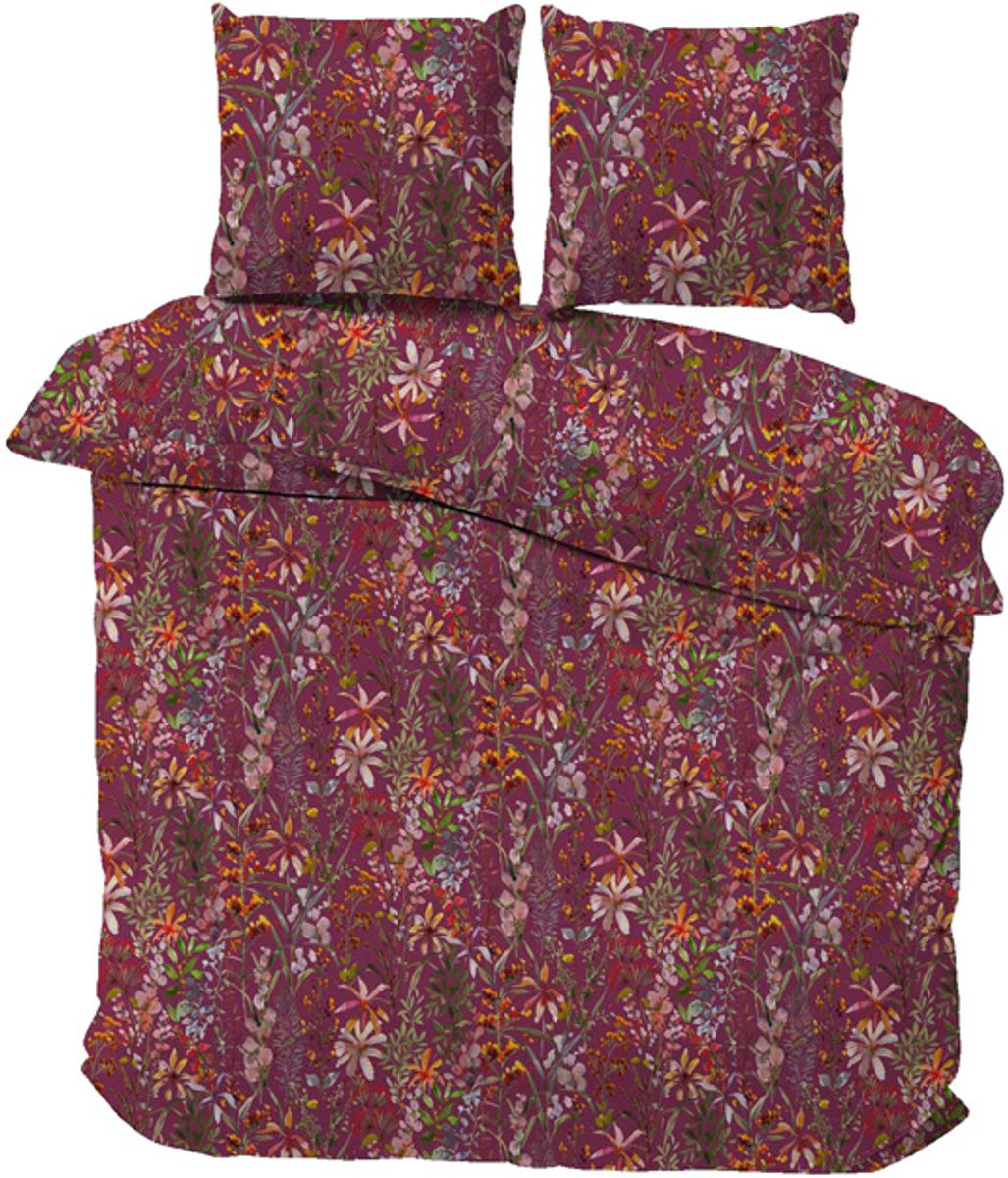 iSleep Dekbedovertrek Denise Tweepersoons Bordeaux 200 x 220 cm