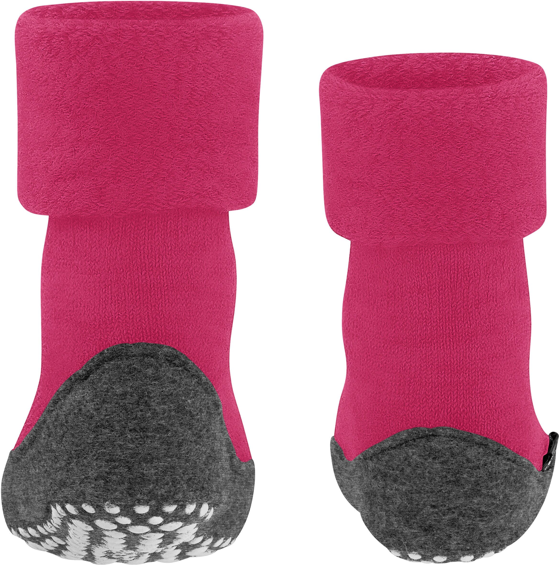 Haussocken FALKE "Cosyshoe Teens", Jungen, Gr. 25-26, pink (fuchsia), Schurwolle, mehrfarbig, Socken Haussocken, für Teens, mit Umschlagbündchen, aus Merinowolle, atmungsaktiv fuchsia 25-26