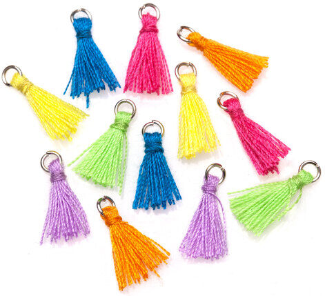 Mini-Quasten, bunt, 12 mm, 12 Stück
