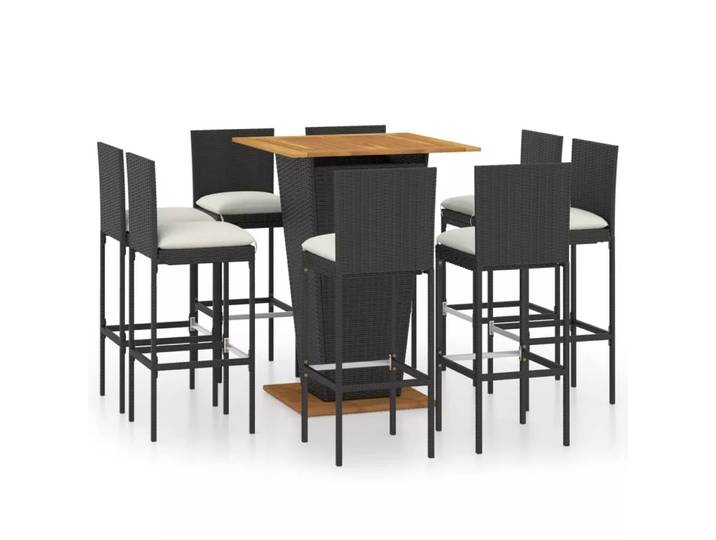 VidaXL - Bar-set poly-rattan, One Size, Schwarz