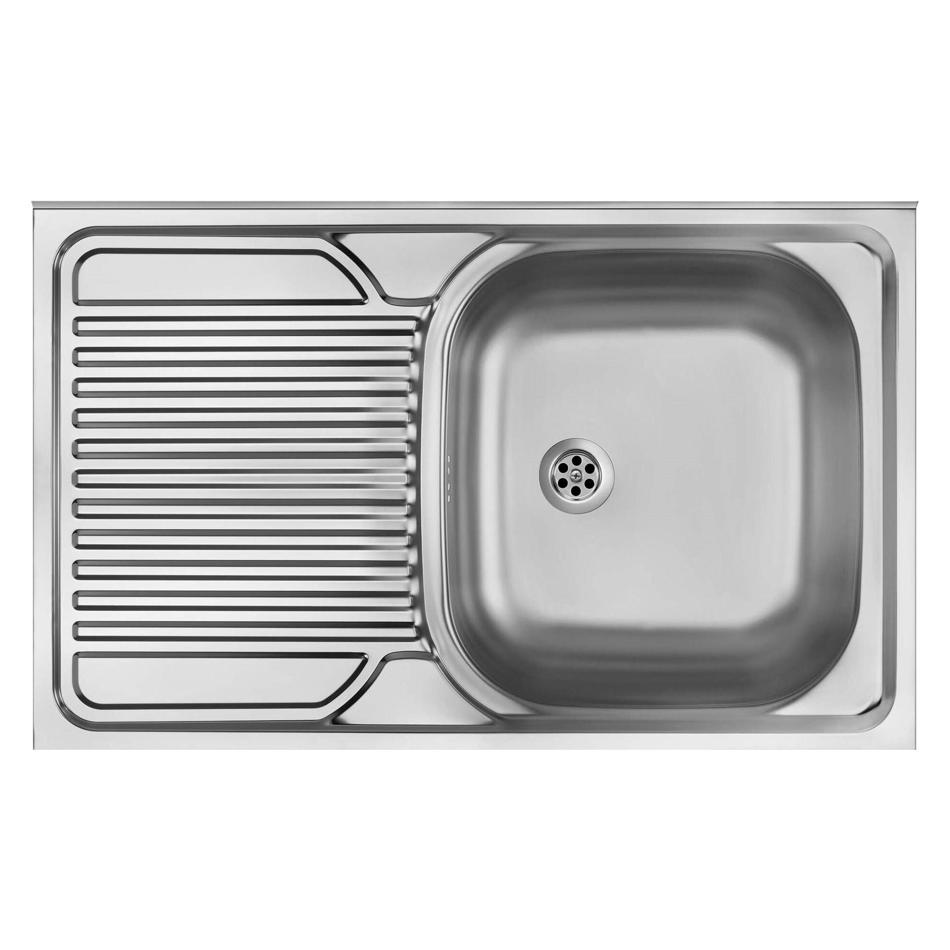 1-Becken-Spüle aus Stahl mit Abtropffläche auf der linken Seite - Auflage (Spülbecken Zubehör) (ZM5 311L)