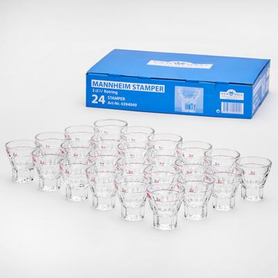 Schnapsglas VAN WELL "Stamper Mannheim 2cl Rotring geeicht, 24 Stück", transparent, H:5,5cm Ø:5cm, Glas, Trinkgefäße, geeicht, Rotring