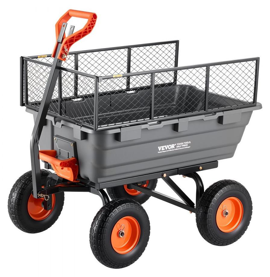 Selius Tuinkar met Kantelfunctie en 13 Inch Polyurethaanwielen - 544 kg Draagvermogen