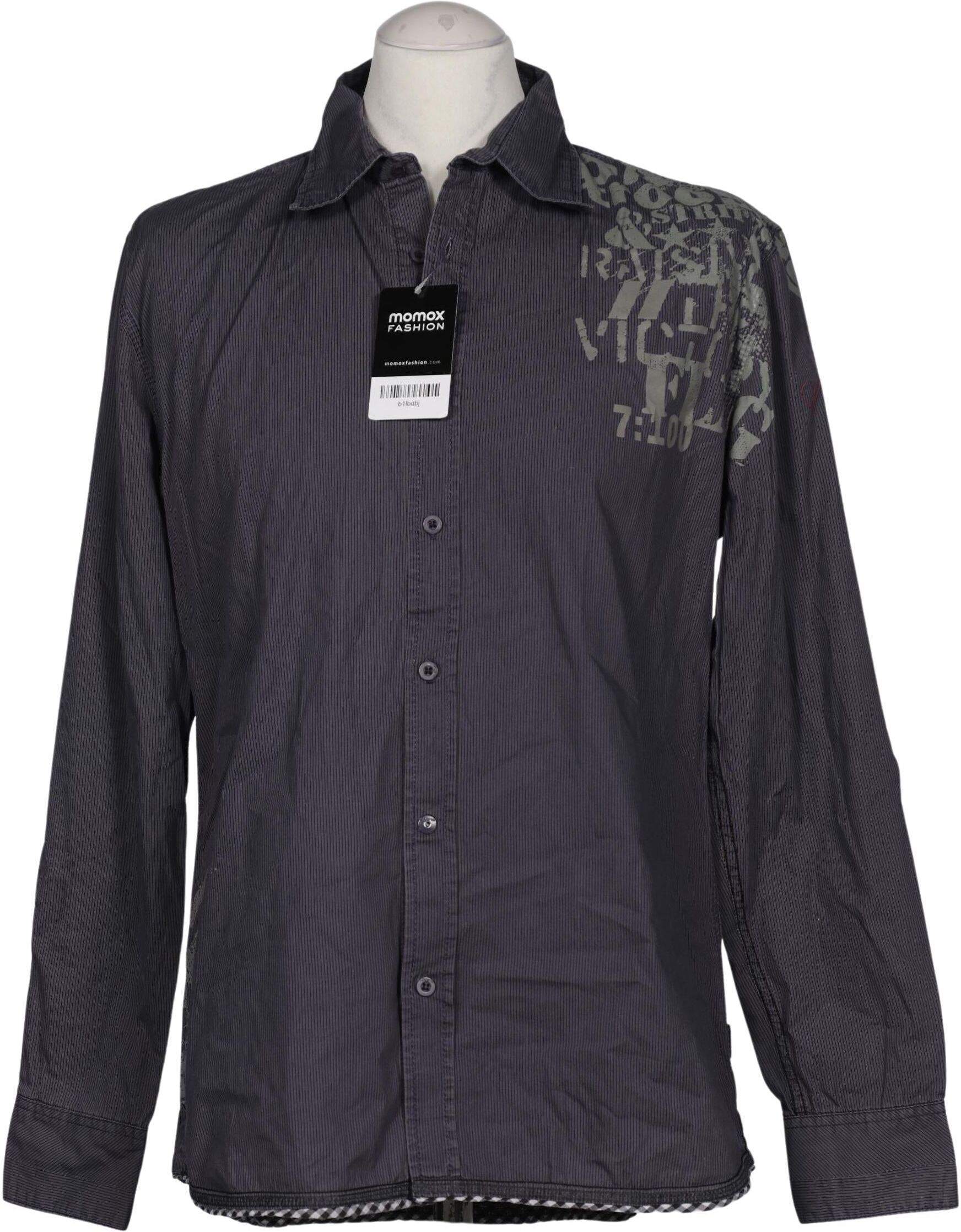 Blend Herren Hemd, Grau, Gr. M, Baumwolle - Second Hand