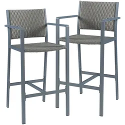 Outdoor-Barstuhl 2er Set Avise Aluminium Dunkelgrau [casa.pro]