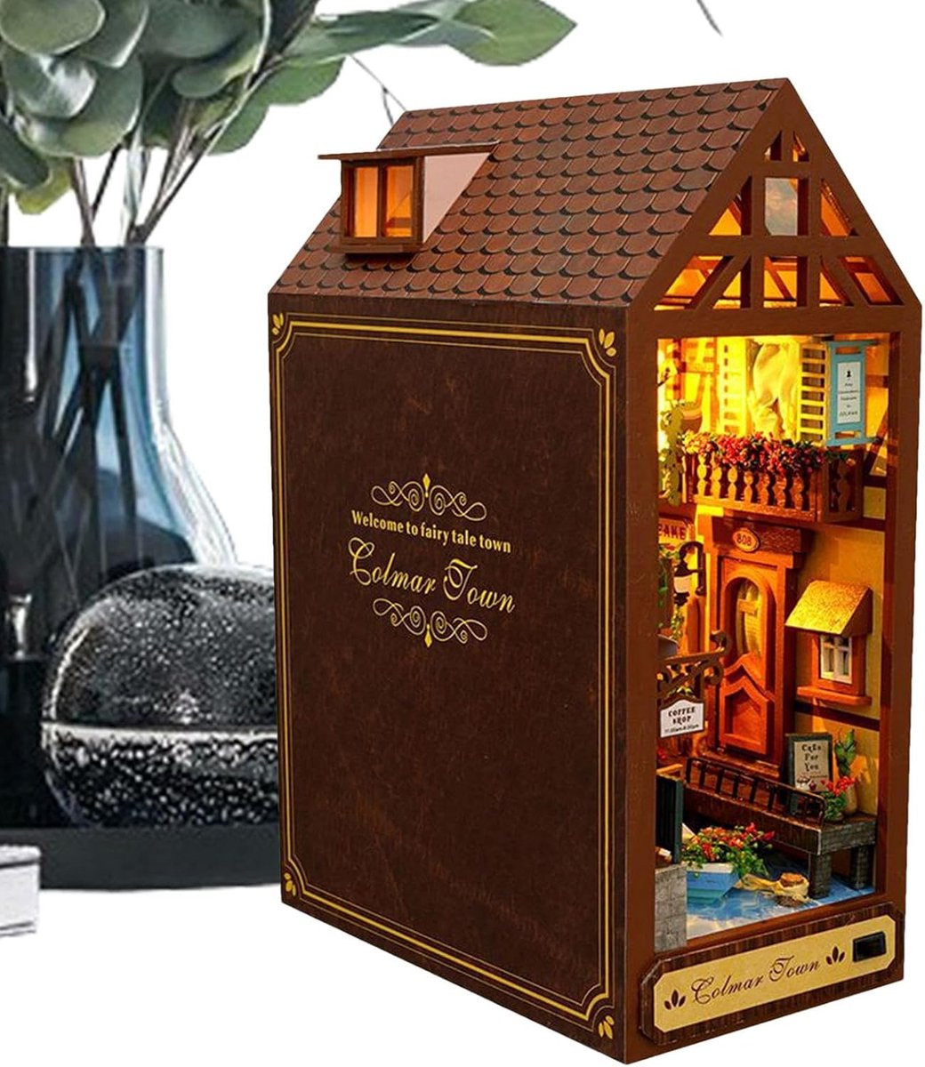 Houten 3D Puzzel met LED Verlichting voor Boekenplank Decoratie - 22,5 x 19 cm