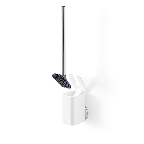 Umbra Flex Toiletborstel met Zelfklevende Houder en Opvangbakje, Wit
