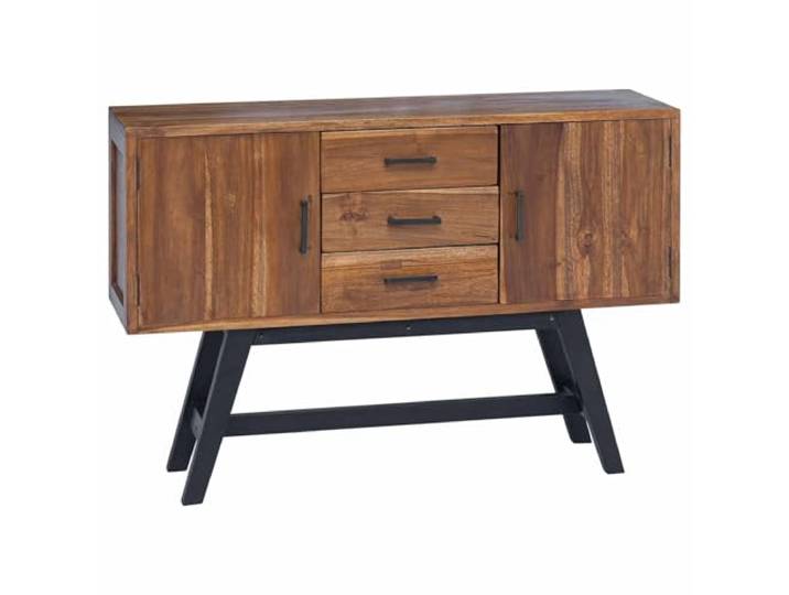 LMTYOENFG TV-Board Teak Massivholz 110x30x75 cm Fernsehtisch Natur Kompaktes Lowboard im Vintage-Stil für Wohnzimmer und Flur mit 3 Schubladen und 2 Holztüren für geordnete Mediennutzung.