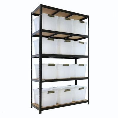 PROREGAL Schwerlastregal RAGNAR 200x120x50cm inkl. 12x Aufbewahrungsbox 45 Liter, 5 Ebenen, Fachlast 175kg, Regal mit Boxen Aufbewahrung Kunststoff